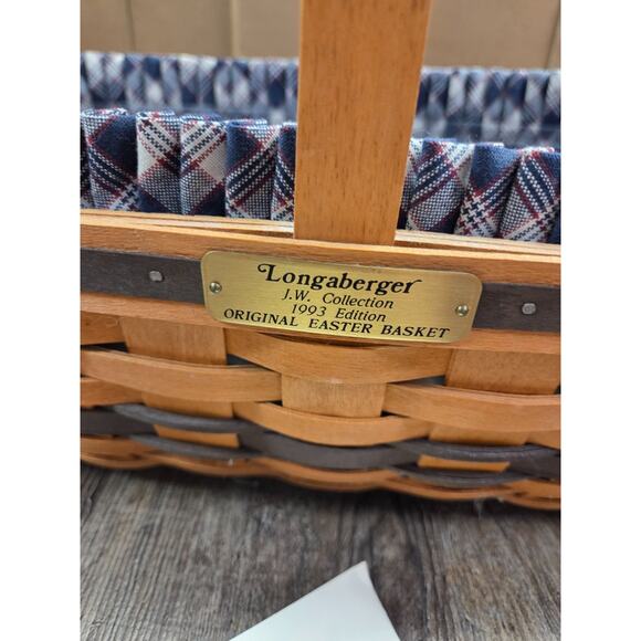 Longaberger 1993 Original Easter Basket J. W. Collection Liner Protector Tie on - Picture 7 of 7